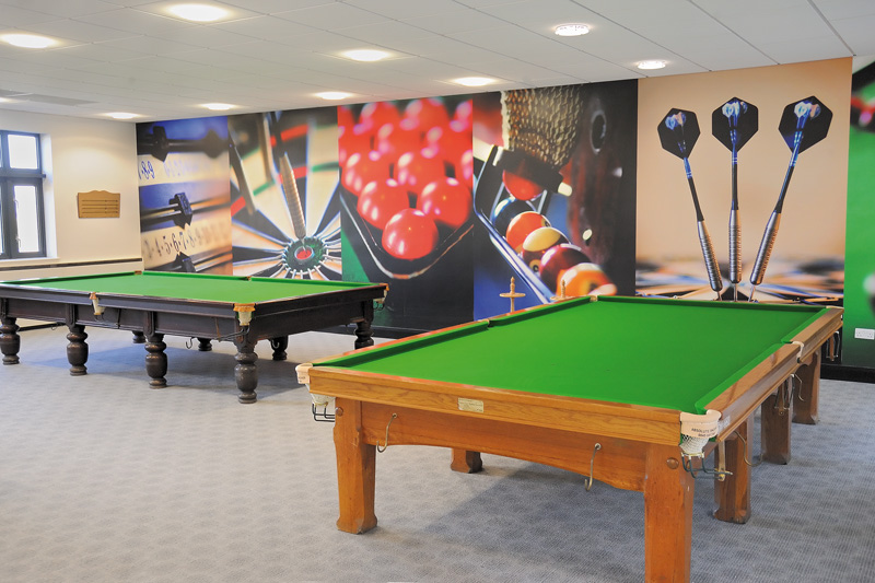 Two DVLA snooker tables in DVLA snooker room.